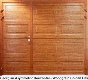 Carteck insulated side hinged garage door in Golden Oak laminate