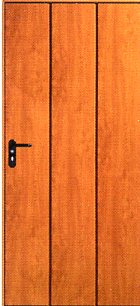 Picture of Hormann Vertical-Rib side door in Golden Oak Decograin