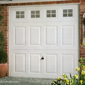 Garador Beaumont with windows white powdercoated steel door