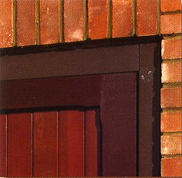 Photo of a brown steel frame for timber garage door. 