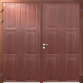 Carteck Georgian Vertical-Panel Insulated Side-Hinged garage doors in Rosewood