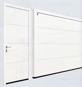 L-Ribbed sectional garage door with matching side door