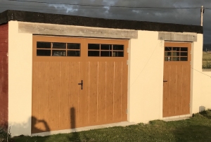 C: Ryterna insulated side hinged garage door and matching side door in Winchester Oak