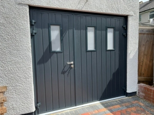 W1: Carteck Off centre split side hinged doors in Anthracite Grey