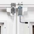 Rear door locks - cable operated lock latches to the active leaf and shoot bolts to the inactive 