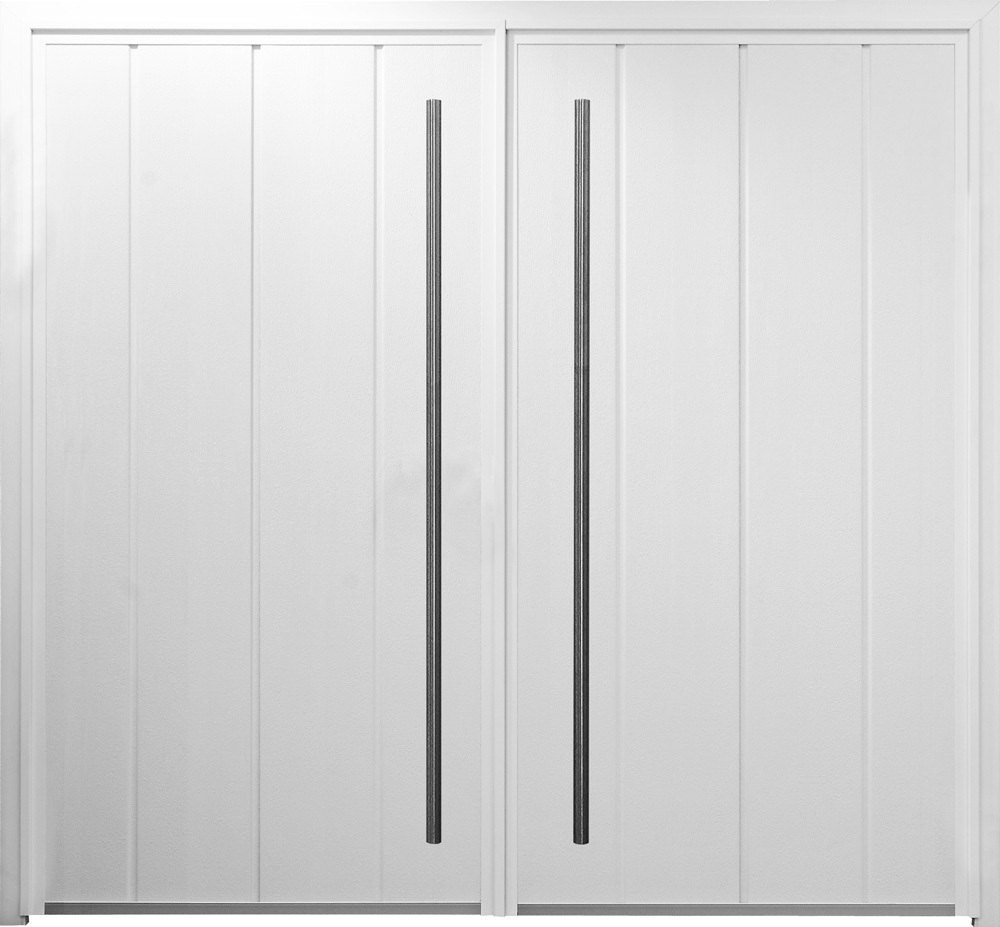 CarTeck Side-Hinged Centre-Ribbed Vertical in White with 1500 D-Handles